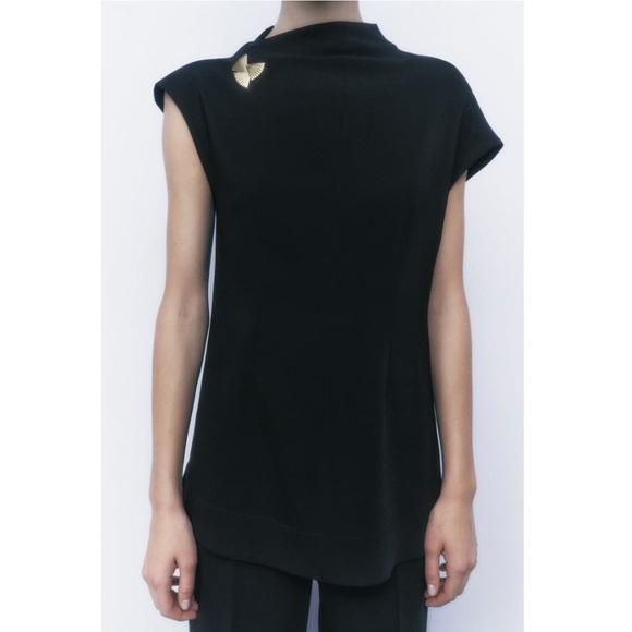 Gold Button Draped Top - Picture 3 of 7